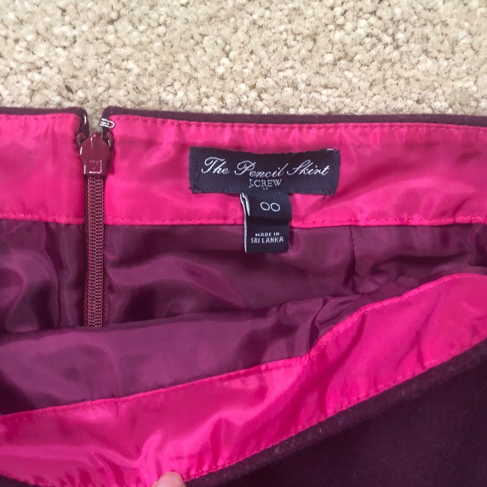 J Crew - Maroon Wool Pencil Skirt